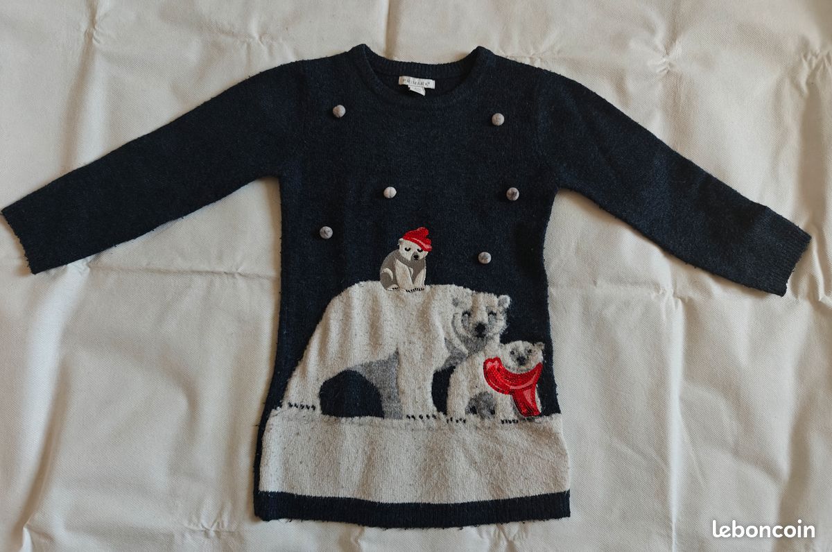 Robe Primark Taille 14 Mousseline à Pois Bleu Marine - Manches Longues, Tunique, Neuve
