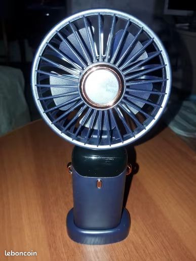 1 Mini ventilateur portatif pliable, ventilateur rechargeable USB à 5 vitesses 1800mAh, Bleu (image 3)