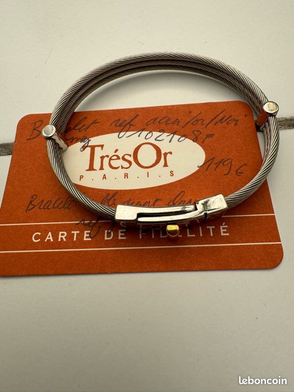 Bracelet en câble d’acier et fermoir or 18 cts (image 2)