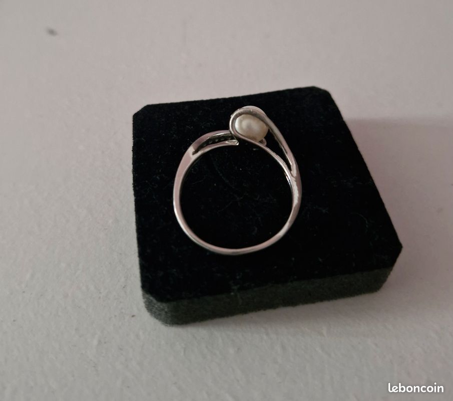 Bague En Argent Massif 950/1000 Avec Perle De Culture - Taille 58 - Occasion
