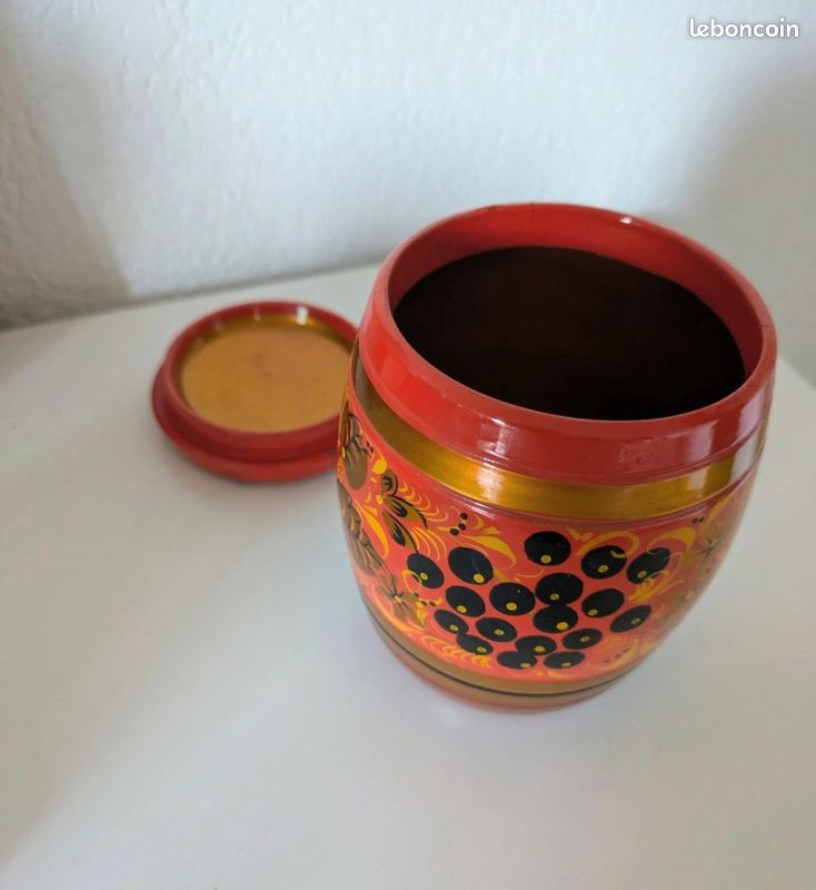 LOT BOL ASSIETTES Coupelles etc, Vintage, Khokhloma URSS, bois laqué