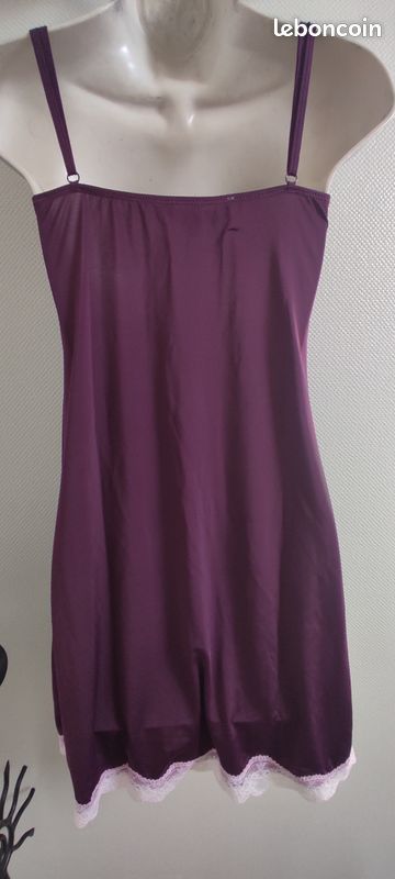 Nuisette Lingerie Violette Etam Taille M (38) - Polyester Effet Soie - Neuf Sans Étiquettes
