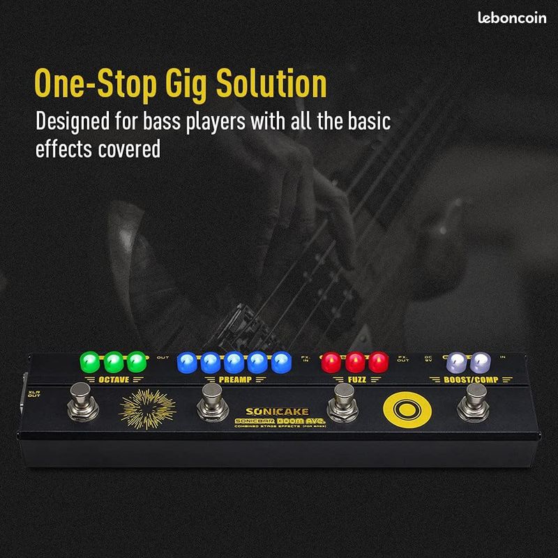 SONICAKE Pédale multi-effets basse Préampli Compresseur Boost Fuzz Octave Pédale Boom Ave avec FX Lo (image 4)