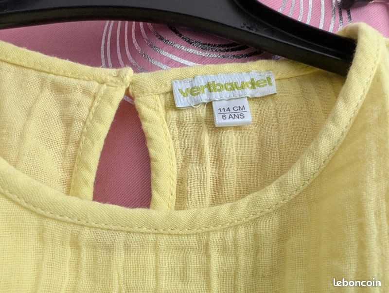 Ensemble été Verbaudet robe jaune brodé et legging short blanc 6 ans (image 5)
