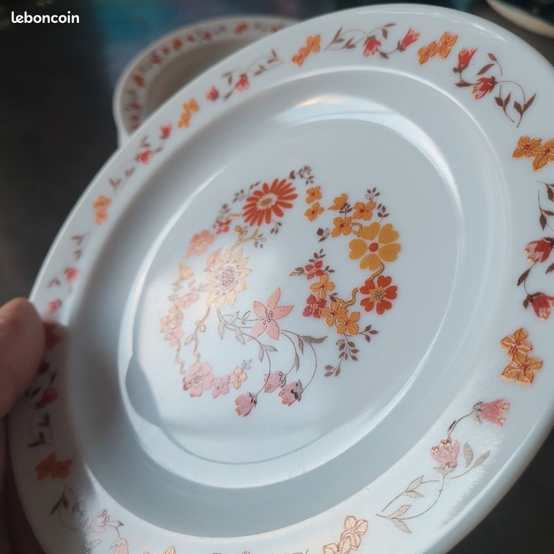 Lot De 12 Assiettes à Dessert Arcopal – Décor Fleurs – Verre – Très Bon état