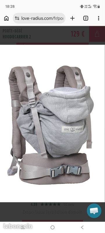 Porte-bébé HoodieCarrier 2 - Gris Athlétique (image 1)