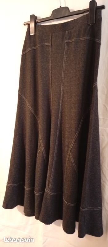 Jupe Christine Laure Taille 44 Kaki - Viscose/polyamide, Style Droit, Taille élastiquée, Occasion Très Bon état