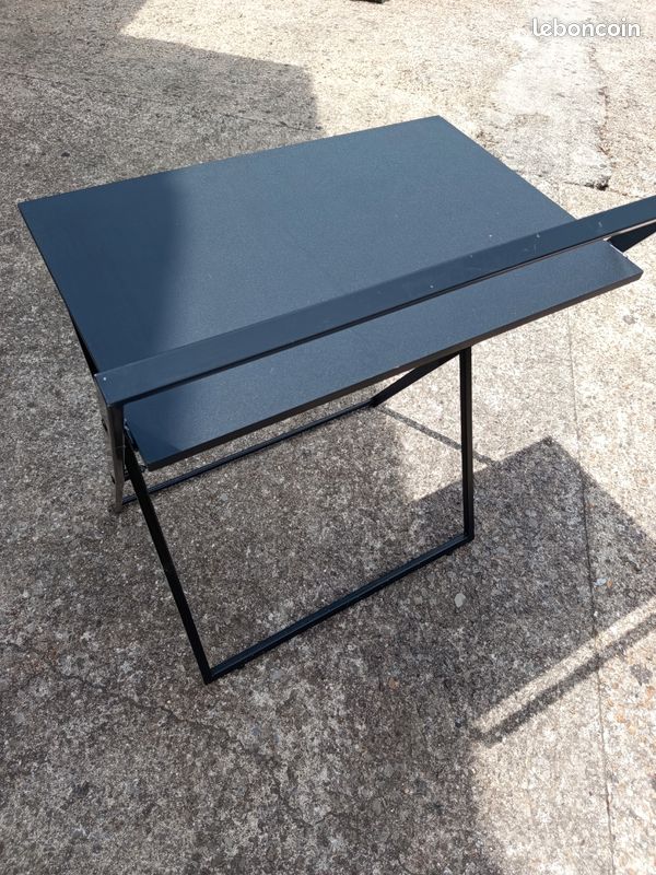 Bureau pliant noir en métal (image 4)
