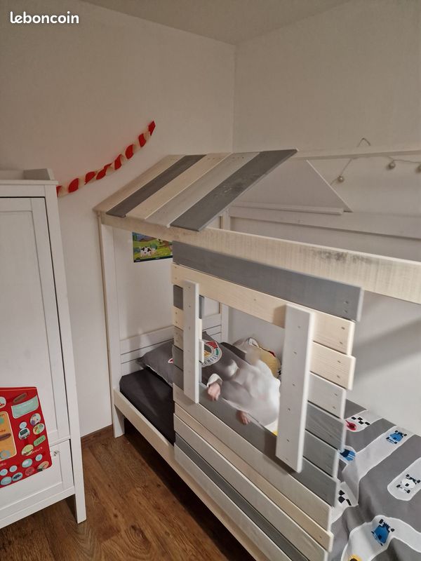 Lit cabane enfant avec porte coulissante BUT SIA 2 90*190 (image 5)