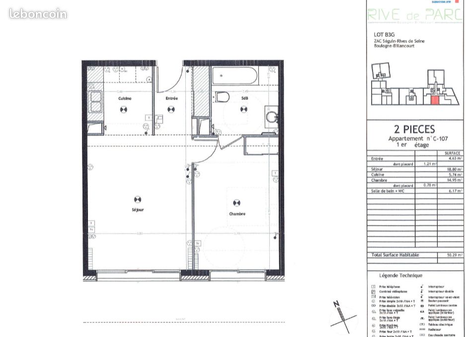 Appartement 2 pièces 50 m² · à Boulogne-Billancourt · 50 m² · 1 300 €/mois