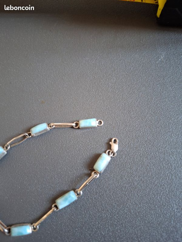 Ensemble De Bijoux En Argent 925 Avec Pierre Larimar - Fait Main - Collier, Bracelet, Boucles D'oreilles, Bague