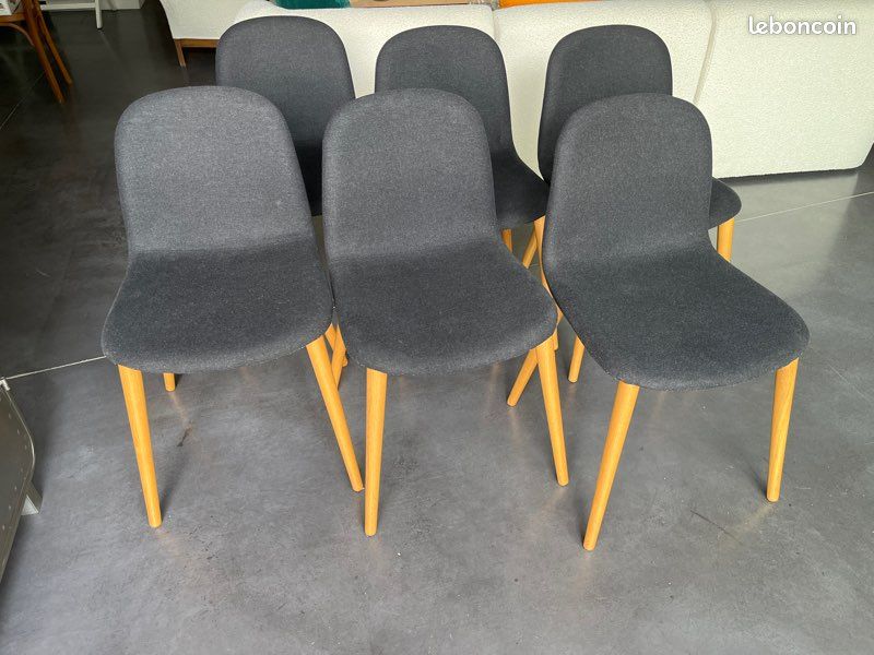 Lot de 6 Chaises en tissu anthracite (image 6)