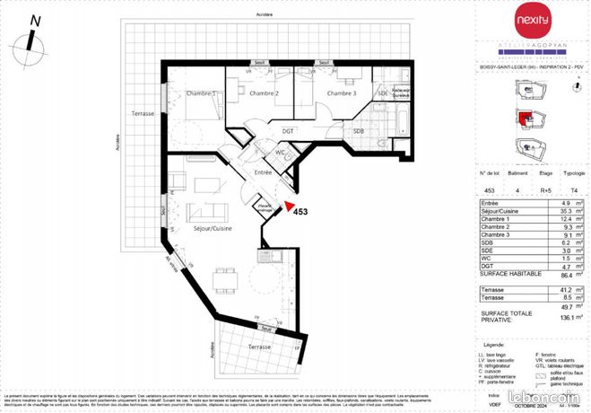 Appartement 4 pièces 87 m²