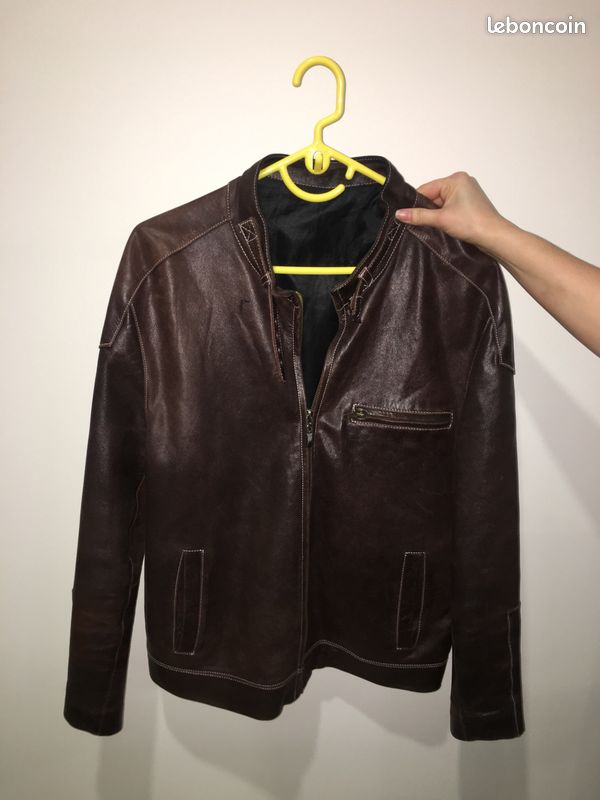 Veste cuir marron (image 1)