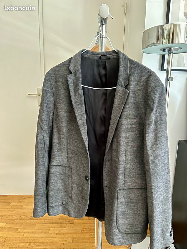 Veste costume en velour fin grise Celio Vêtements