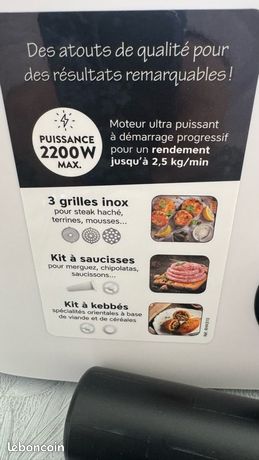 Tritacarne Simeo RHM310 Da 2200W, 2,5 Kg/min, 3 Griglie Inox E Kit Salsicce, Retromarcia