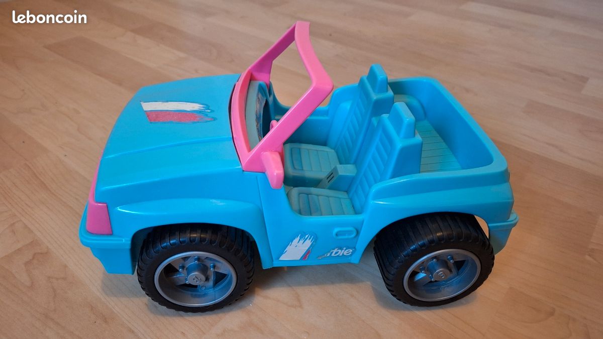 Voiture Barbie Heart Family – Mattel 1981 Bleue Avec Siège Bébé (occasion)