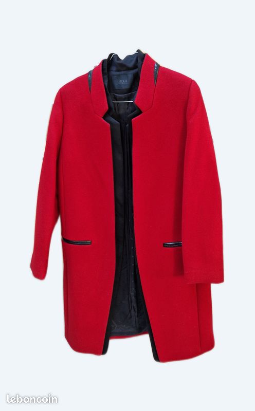 Rouge Femme Manteau Rouge Ikks Ikks Veste Carreaux Rouge Et Noir