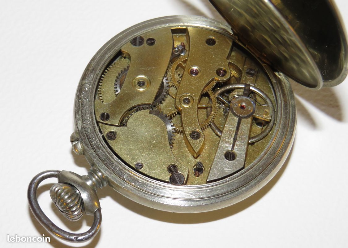 Montre De Gousset Ancienne En Argentan - Mécanique Manuelle - Cadran Chiffres Romains - France (49mm)