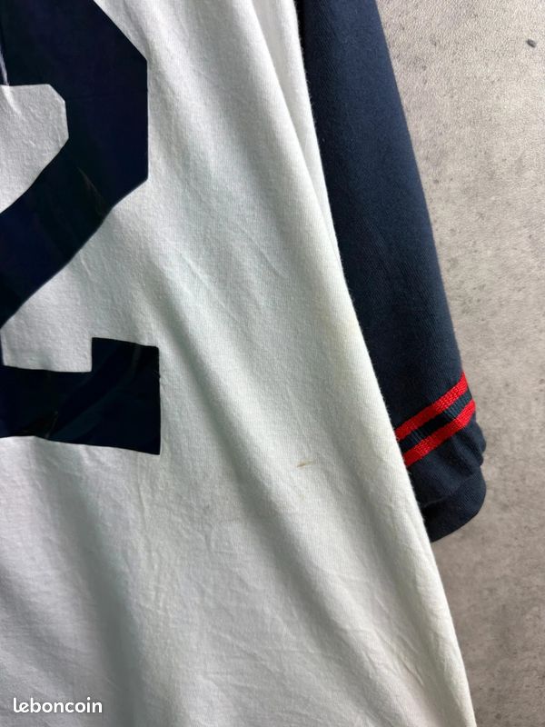 Maillot Baseball Champion Vintage Blanc Bleuté Bleu Marine Rouge Y2K Streetwear Oversize #2904 (image 7)
