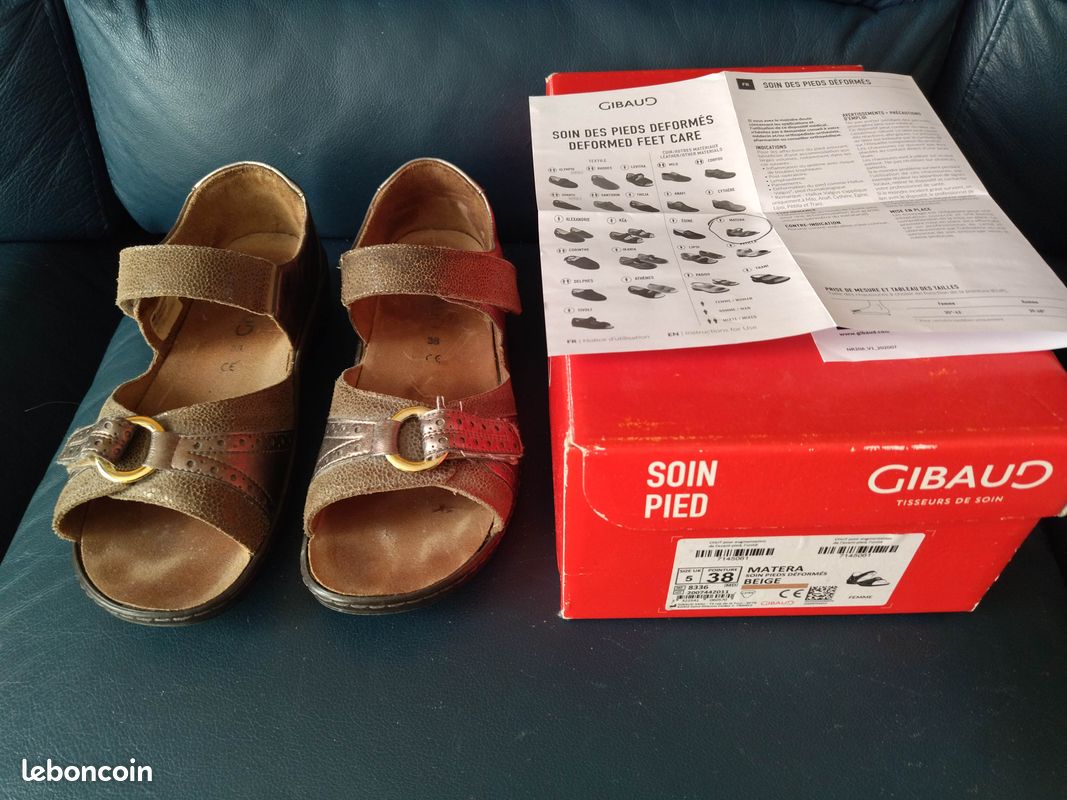 Chaussures sandales CHUT printemps été GIBAUD taille 38, intérieur CUIR ¤ Envoi possible (image 1)