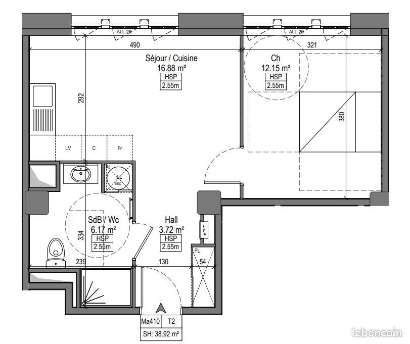 Appartement 2 pièces 38 m² · à Marquette-lez-Lille · 38 m² · 595 €