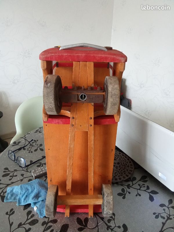 Jouet Ancien Tracteur En Bois Dejou - Modèle 800 Années 50, 37 Cm
