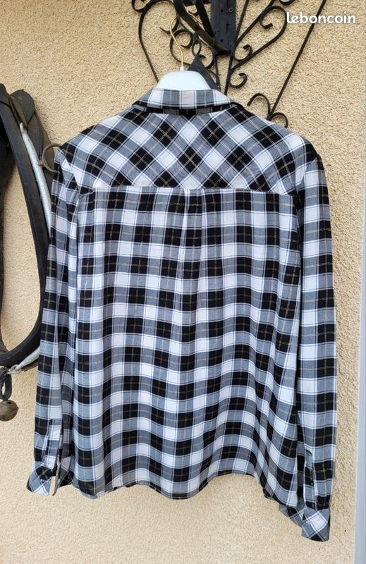 Chemisier Femme Caroll En Coton - Taille 42 - Couleur Gris - Occasion Très Bon état