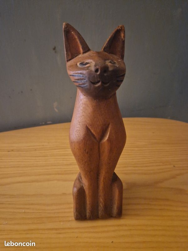 Grand chat japonais de l ancien siam sculpté à la main (image 1)