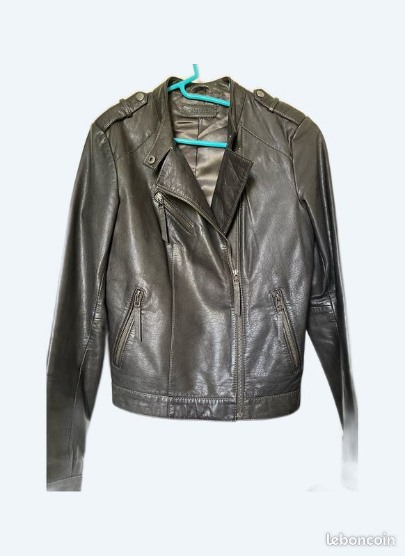 Perfecto Veste En Cuir Grise Femme Blouson Cuir Gris TS TBE Stylé