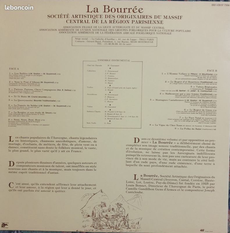 Vinyle 33T/ La Bourrée (image 2)