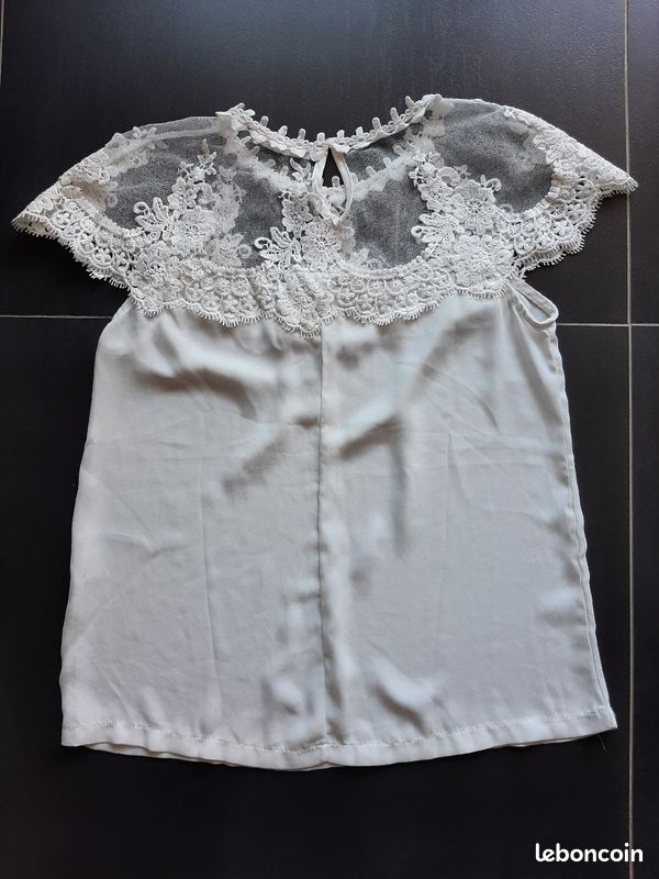 Tee-shirt MC Lorene blanc dentelle T.S/M (image 4)