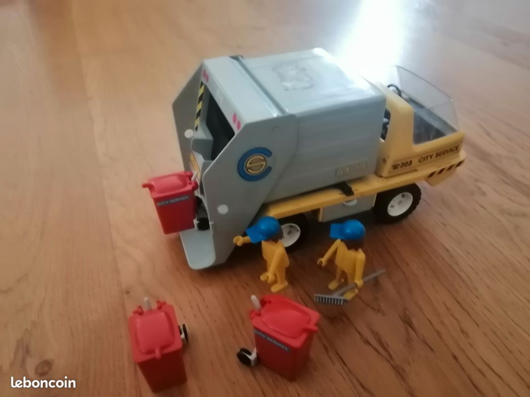 Playmobil 3470 Camion Poubelles City Service 1978 - Vintage Complet Comme Neuf