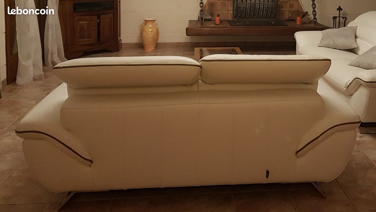 Canape cuir design blanc 2 places comme neuf (image 5)