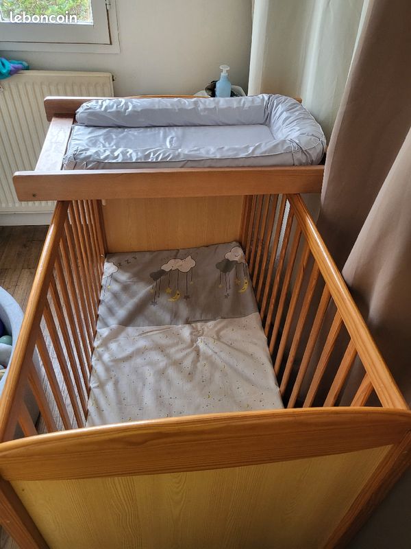 URGENT Lit bébé en bois 2 en 1 avec table a langer pin massif 🇫🇷 (image 3)