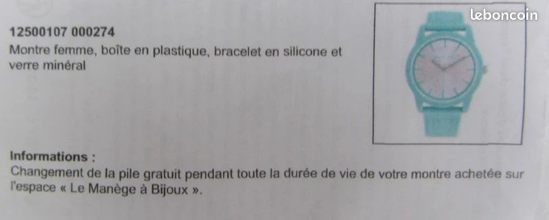 Montre femme vert le manège à bijoux neuf Montres Bijoux