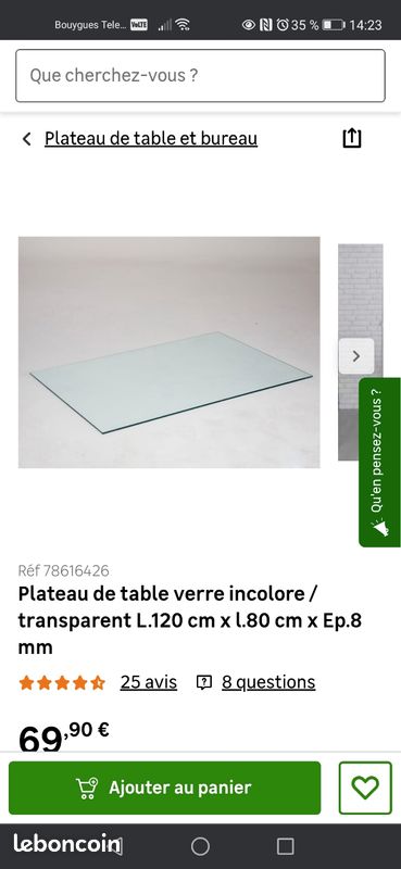 Plaque verre trempé bureau (image 1)