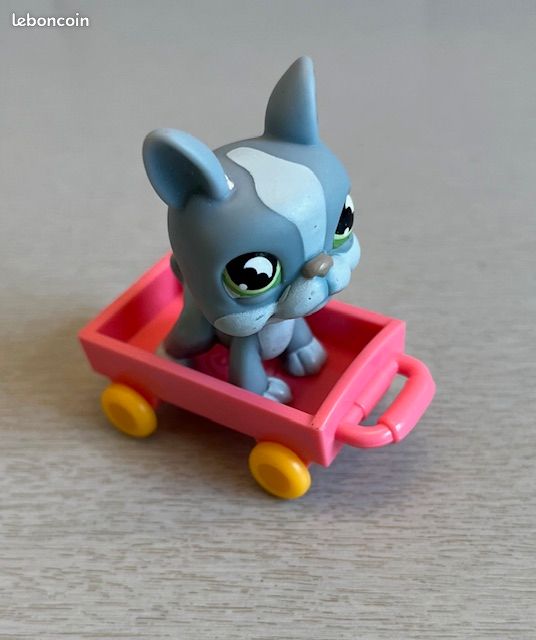 Hasbro LPS PETSHOP / Littlest Pet shop CHIEN Dog BOSTON TERRIER GRIS