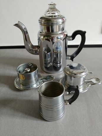 Ancienne CAFETIÈRE HELLEM 8 tasses COMPLÈTE support & couvercle old coffee  maker
