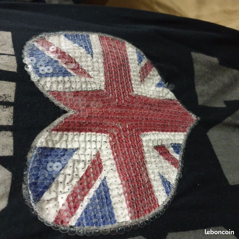 T-shirt Bershka, noir gris, UK, manches 3/4, S, 36 (image 3)