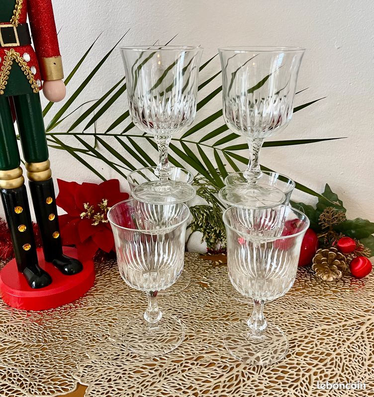 6 VERRES A Eau 25 Cl Cristal D'arques Modèle Venise Saphir Goutte Bleu