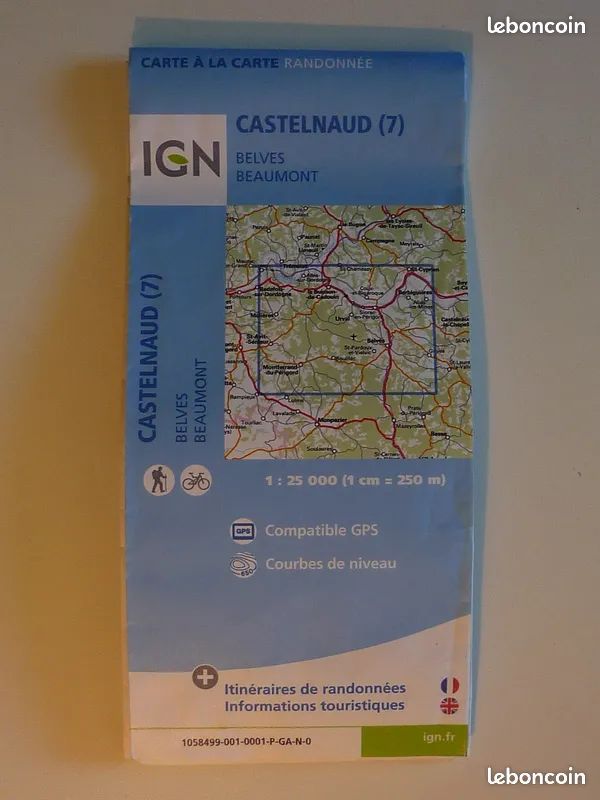 Carte de rando IGN 1:25000 - Castelnaud (7) - Belves - Beaumont (image 1)