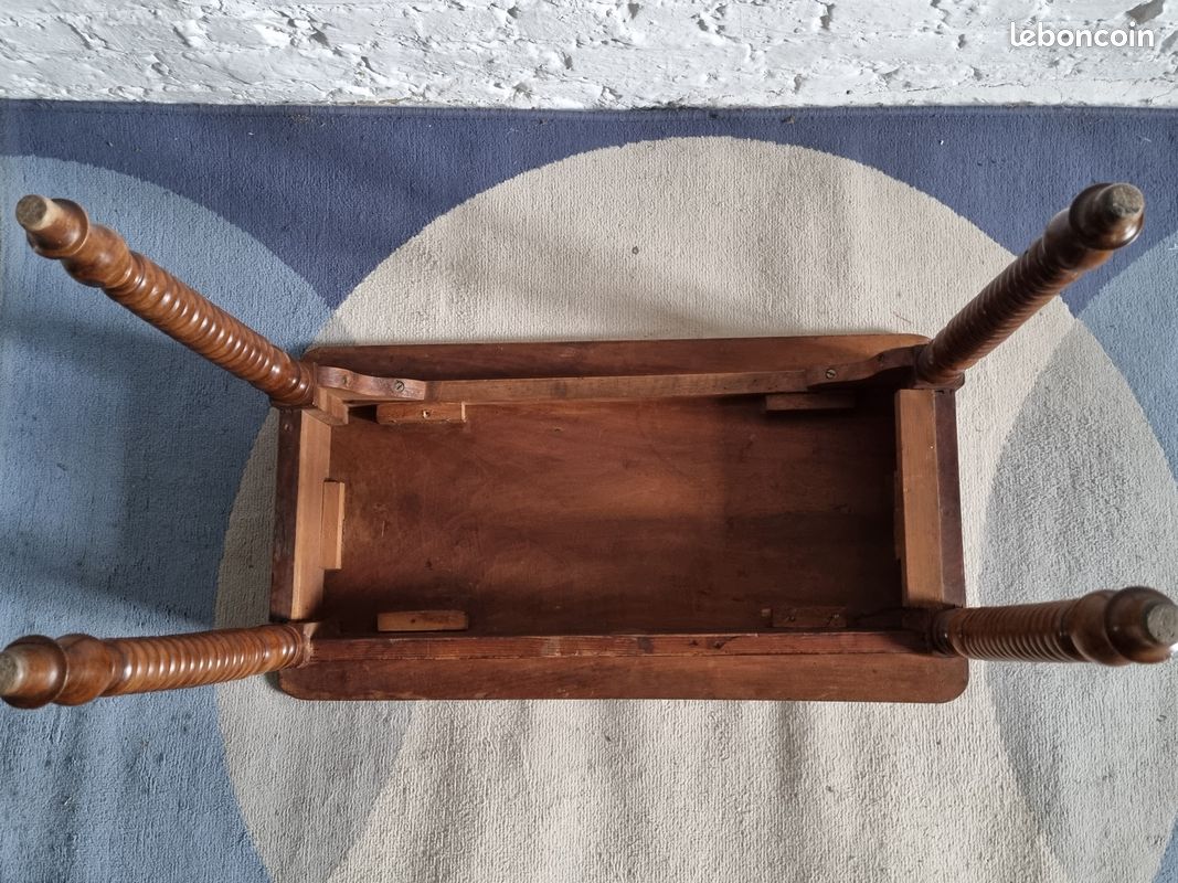 Ancien table noyer massif pieds tournes louis philippe (image 6)