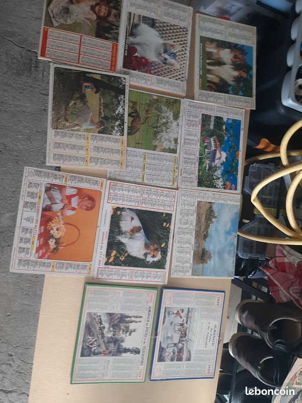 Lot 11 calendriers 1929,1989,1988,1981,1990,1991,1987, 1983 ,1985 ,1982 (image 1)