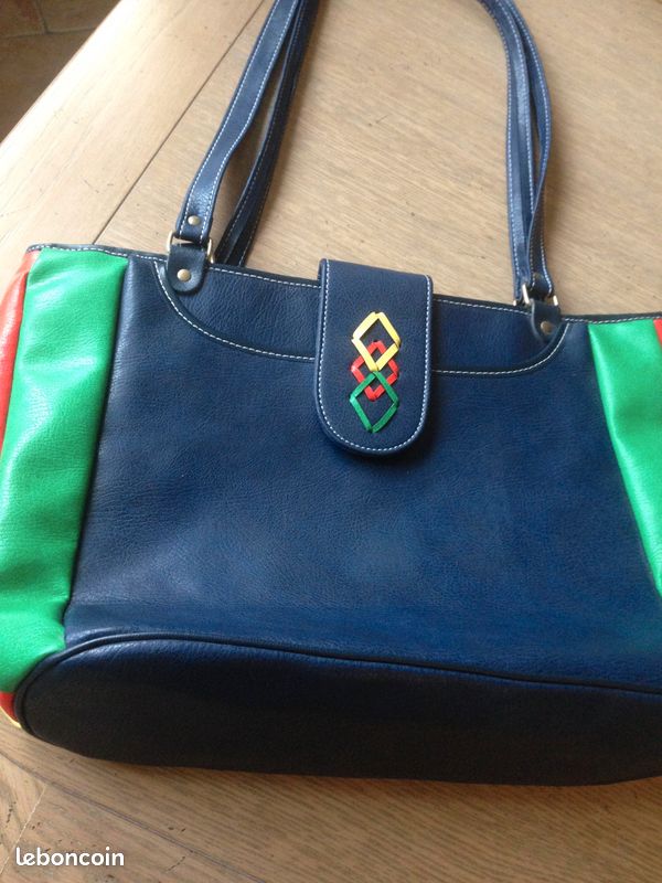 Sac à main cuir bleu marine (image 1)