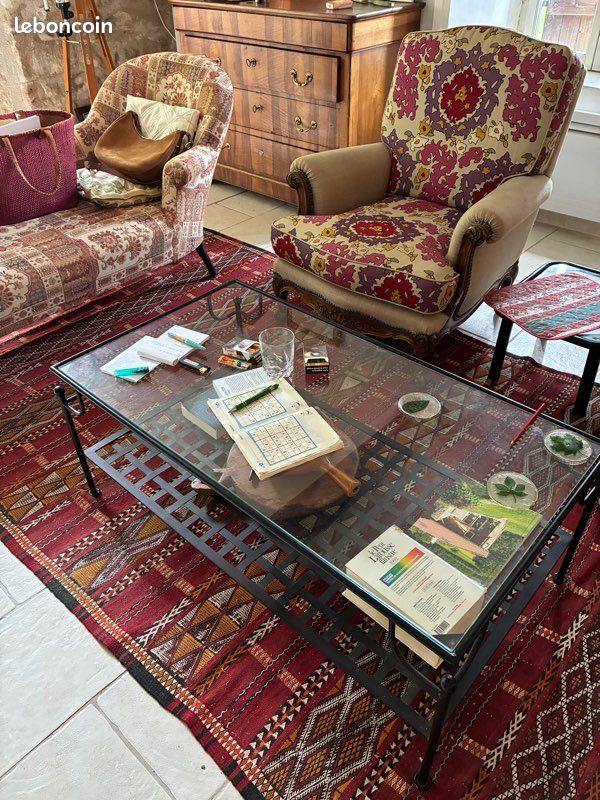 Table de salon fer forgé et verre (image 2)