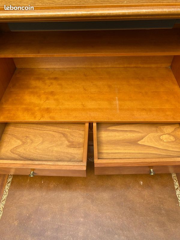 Secrétaire à abattant style Louis XVI en bois massif laiton bureau/commode (image 3)