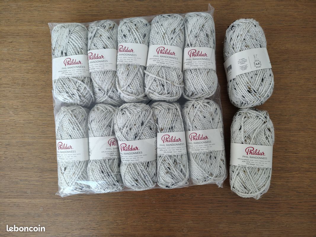 Lot de 12 pelotes phil randonnees ecru 10% alpaga 40% laine neuves (image 2)