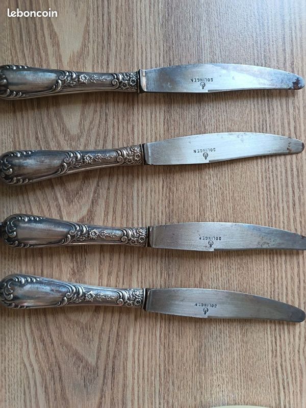 11 couteaux de table manche argent 800 suisse orfèvre Jezler