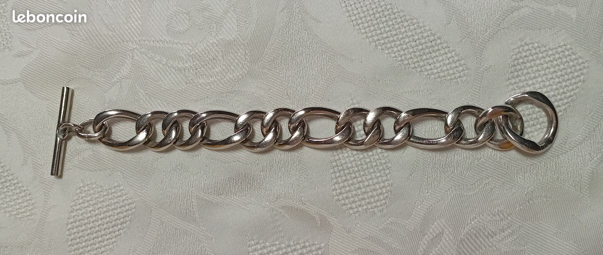 Bracelet Gourmette En Argent Massif - Occasion, Superbe Pièce à Personnaliser